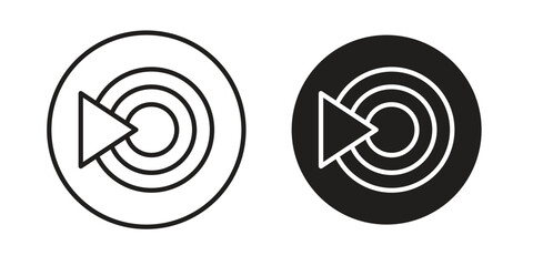 Livestream icon in a black stroke vector design and flat solid version on white background