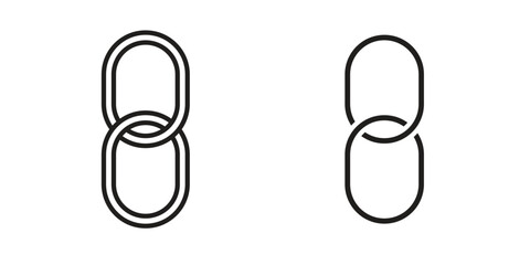 Link icon in a black stroke vector design and flat solid version on white background