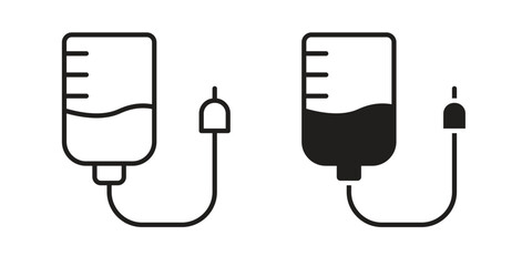 Intravenous icon in a black stroke vector design and flat solid version on white background