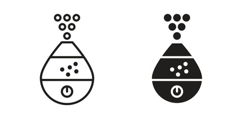 Humidifier icon in a black stroke vector design and flat solid version on white background