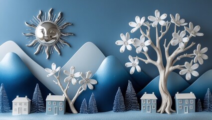 Dreamy Winterscape: Capturing the Tranquility of a Snowy Town Beneath a Crystal Sky