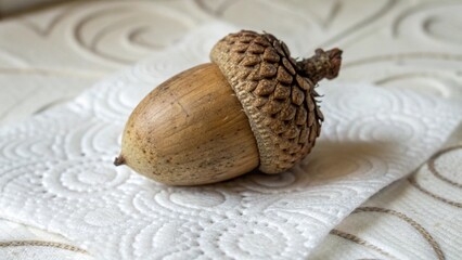 acorn on wooden background © Mariia
