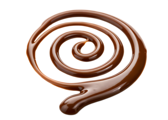 Molten chocolate spiral isolated on a transparent background