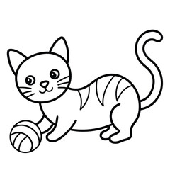 Adorable kitten playing with a ball of yarn banner advertisement