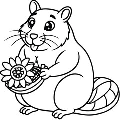 Chubby hamster munching on a sunflower seed illustration
