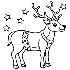Festive reindeer with star decorated antlers