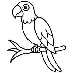 Vibrant parrot perched on a tropical branch with spread feathers