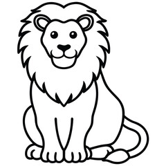 Majestic lion sitting with detailed mane