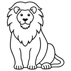 Majestic lion sitting with detailed mane illustration
