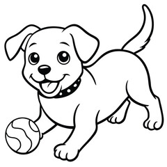 Playful puppy chasing a ball with floppy ears