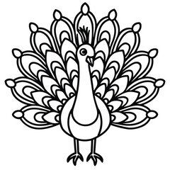 Proud peacock with fanned tail feathers