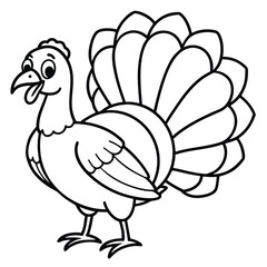 Silly turkey with fanned tail feathers ready for celebration