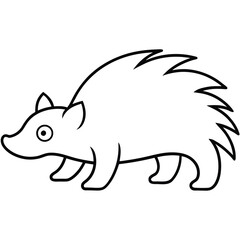 Spiky porcupine with playful eyes walking