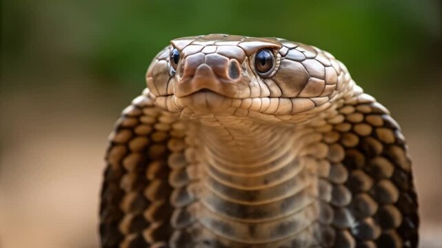 Intense cobra emerging from shadows with striking gaze, capturing primal fear and raw power in nature's drama