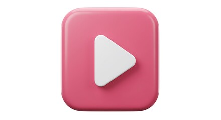 Pink Play Button Illustration for Streaming Services and Video Content Promotion Online Modern Design