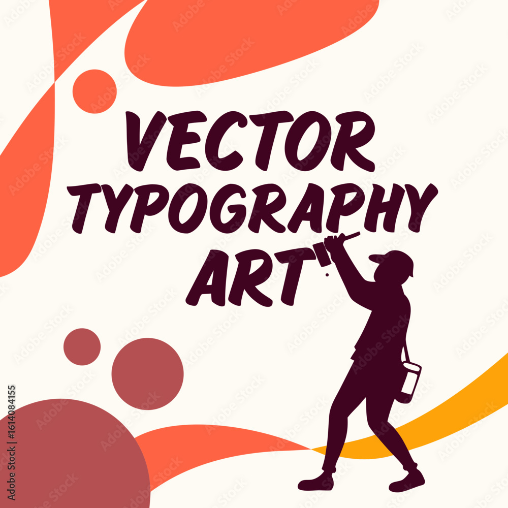 Poster vector typography art with modern sans-serif fonts and calligraphy mix, set inside colorful abstract