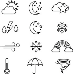 Silhouette weather icons set black and white vector illustrator