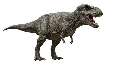 Fototapeta premium Tyrannosaurus Rex Roaring with Sharp Teeth in a Prehistoric Era Illustration on White Background Detailed Dinosaur Predator
