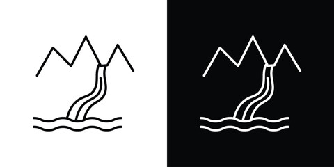 Waterfall icon. Simple flat symbol. Perfect Black outline pictogram illustration