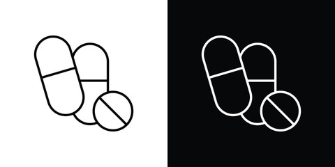 Pills icon. Simple flat symbol. Perfect Black outline pictogram illustration