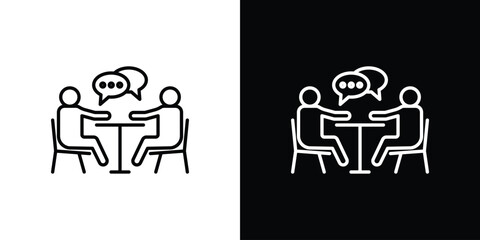 Job interview icon. Simple flat symbol. Perfect Black outline pictogram illustration