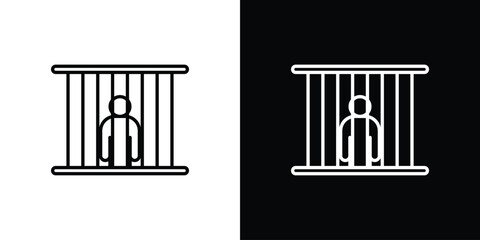 Jail icon. Simple flat symbol. Perfect Black outline pictogram illustration