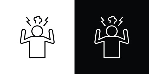 Irritated human icon. Simple flat symbol. Perfect Black outline pictogram illustration