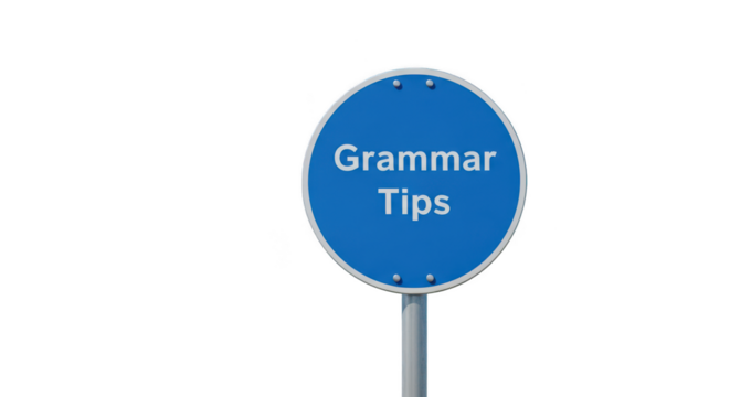 Ai generated image of a blue sign with grammar tips isolated on transparent background, offering guidance on english language and writing