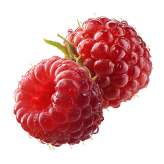 Raspberry isolated. Raspberries on transparent background. Whole two raspberries no background.