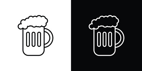 Beer icon. Simple flat symbol. Perfect Black outline pictogram illustration