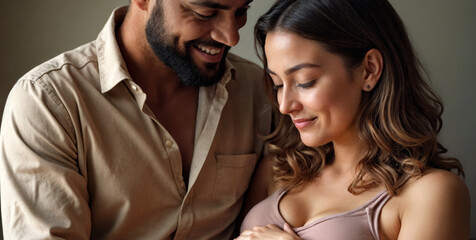 man takes care of pregnant wife