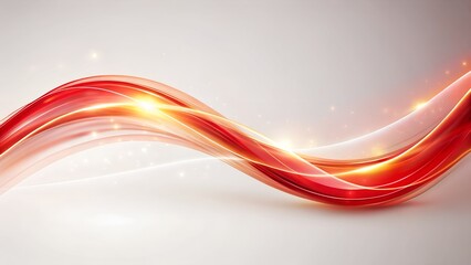A vibrant red and orange wave of light flows smoothly across a light background, creating a sense of energy and motion