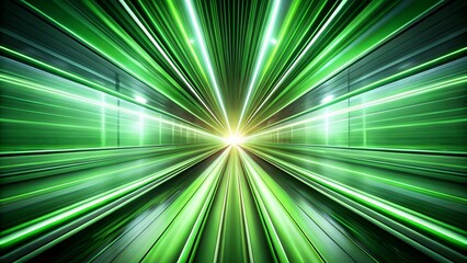 A vibrant green light tunnel streaks into the distance, creating a sense of extreme speed and futuristic motion