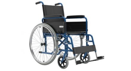 Blue wheelchair isolated on transparent background