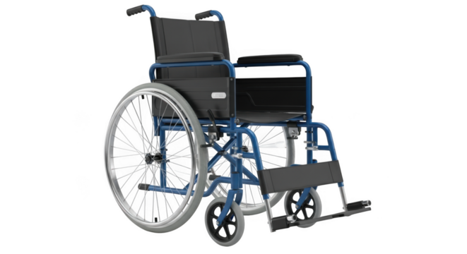 Blue wheelchair isolated on transparent background