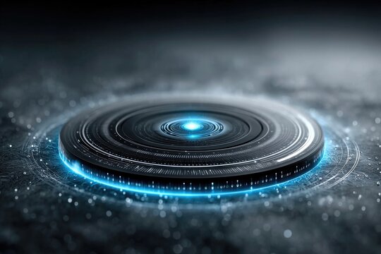 Sci-fi inspired digital portal with glowing circular interface