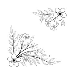 Elegant floral border design for top and bottom edges in line art style