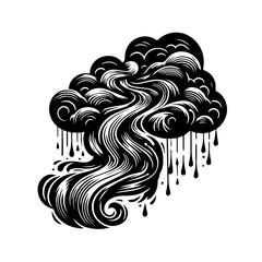 Abstract Black and White Flowing Cloud Design.