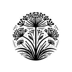 Black and White Floral Emblem Design.