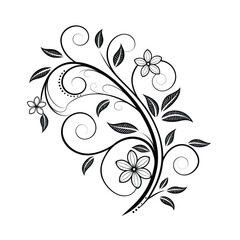 Elegant floral swirl decorative element line art for design projects