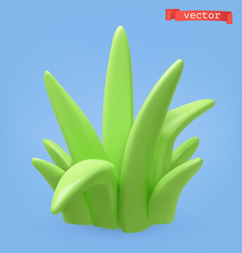 Grass 3d cartoon vector icon