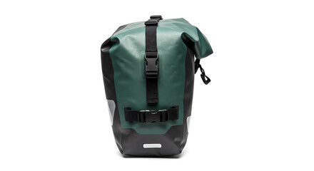 A durable, waterproof dark green bicycle pannier bag designed for cycle touring, bikepacking, and daily commuting