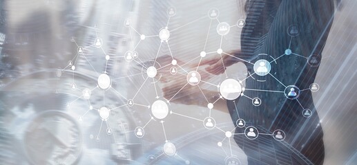People network connection. Network work connections concept