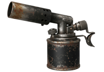 Old rusty blowtorch isolated on a white background
