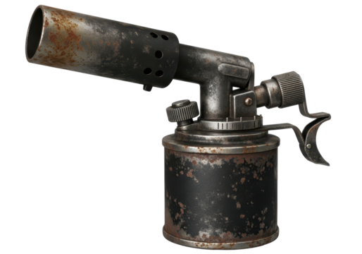 Old rusty blowtorch isolated on a white background
