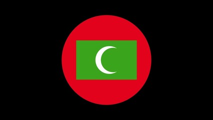 Maldives national flag icon. circular MALDIVES flag badge on white background.