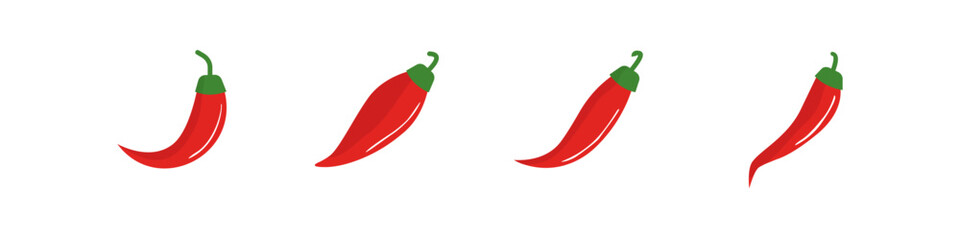 Red chilli pepper. Hot pepper vector set. Red hot paprika spicey sign. Ripe mexican chile pepper set.