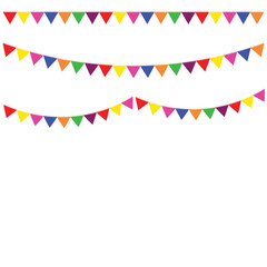 Curved Triangle Border with Multicolored Festive Pattern on White Background