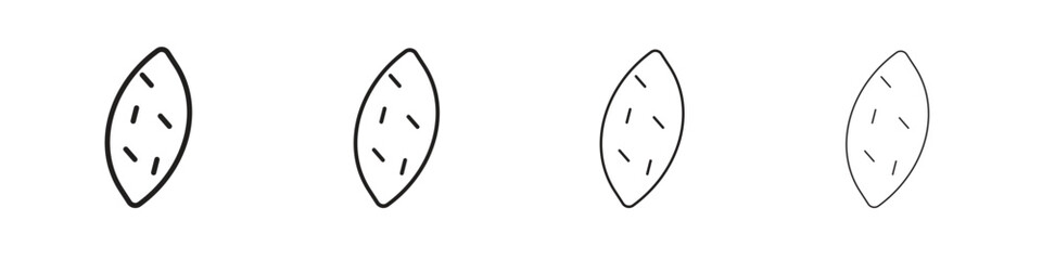 Sweet potato icon set, Illustration, Black