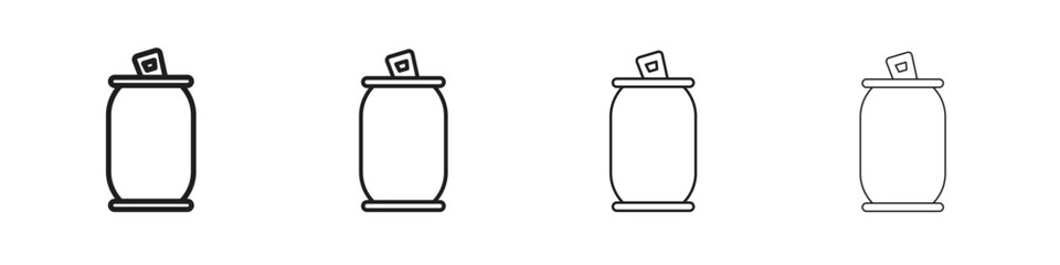 Soda can icon set, Illustration, Black